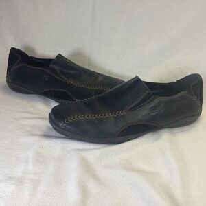 Born Mens Nigel Slip On Shoes Black Leather Loafers Whipstitch M5291 Size 13